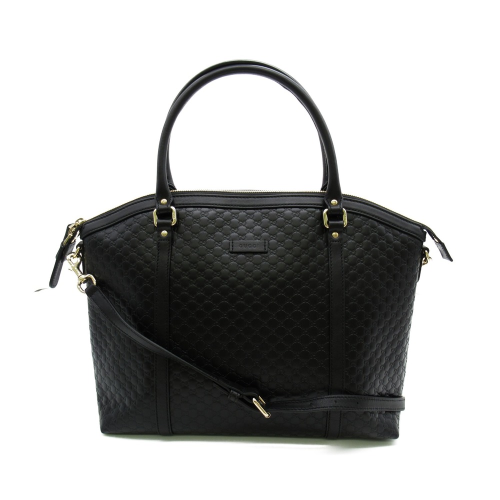Gucci 2way Tote Bag Leather Micro Guccisima Black